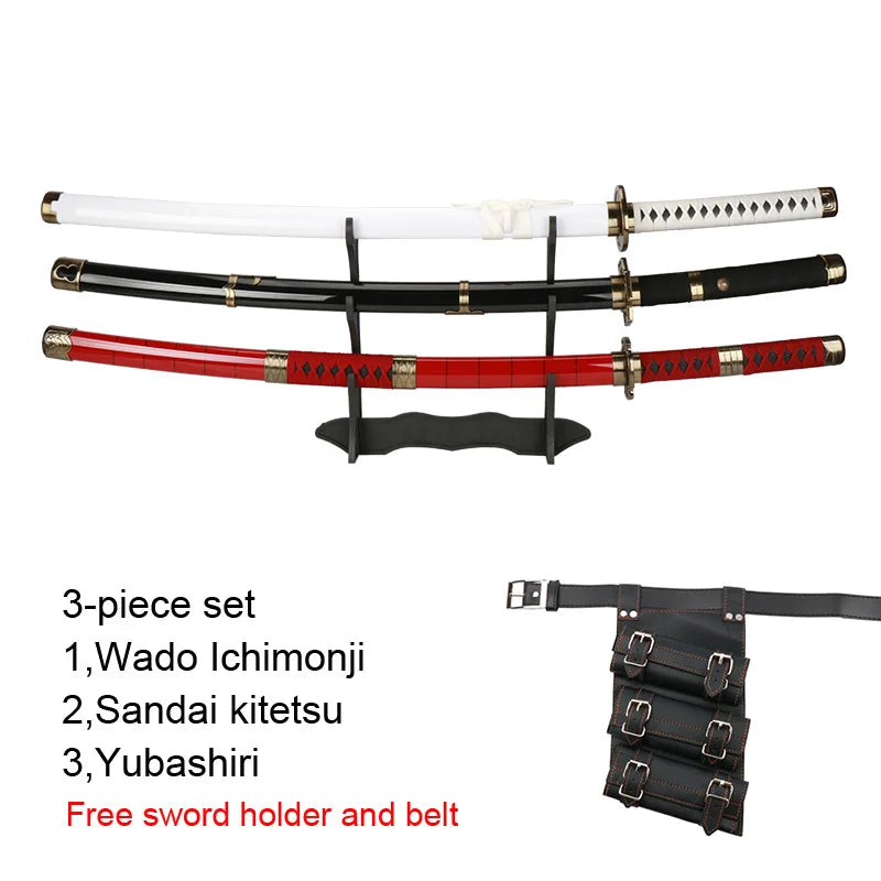 Roronoa Zoro Katana 104cm/41inCharacter Cosplay Sword with Sowrd Holder and Belt Trafalgar Law Red Sandai kitetsu Yubashiri