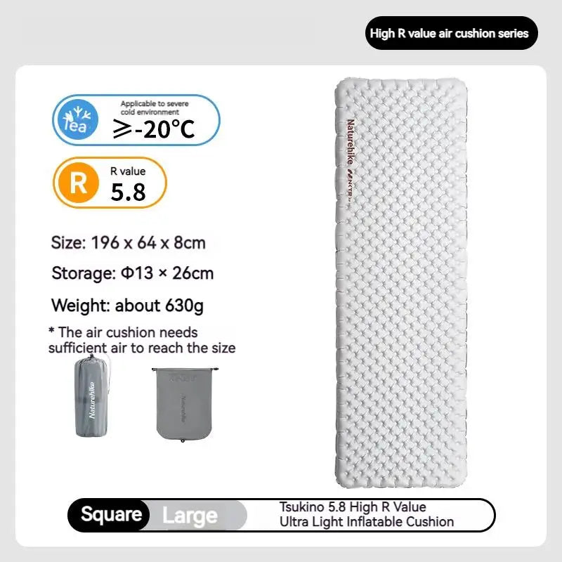 Naturehike R-value5.8 Inflatable Sleeping Mattress Ultralight Portable Folding Warm Cushion Hiking Outdoor Camping Mat Bed Pad