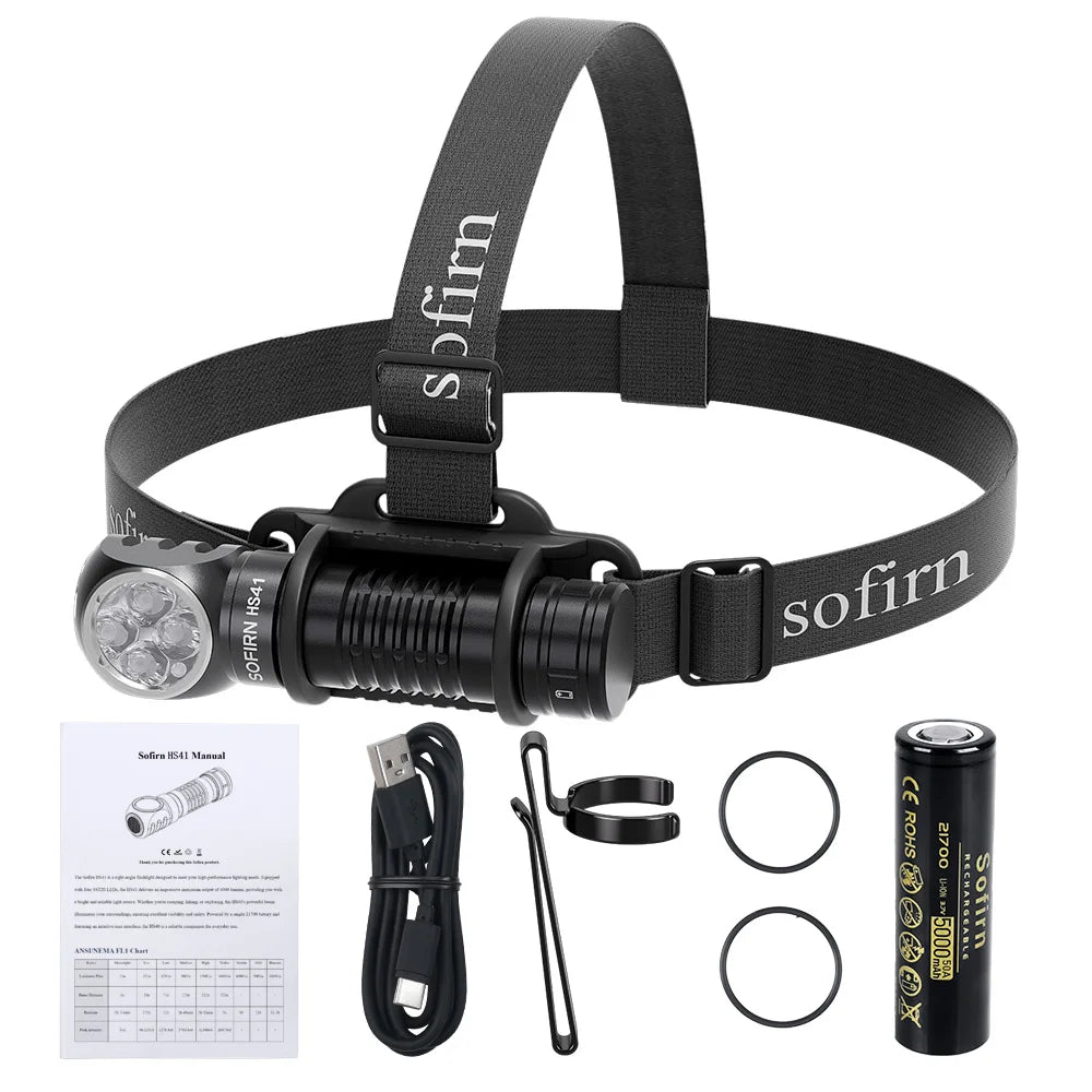 Sofirn HS41 Headlamp 4000lm USB C Rechargeable SST20 LED Torch