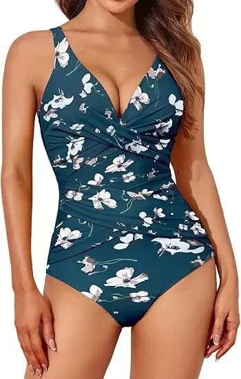 Yozihis Patchwork One Piece Swimsuit For Women Monokini Bodysuit
