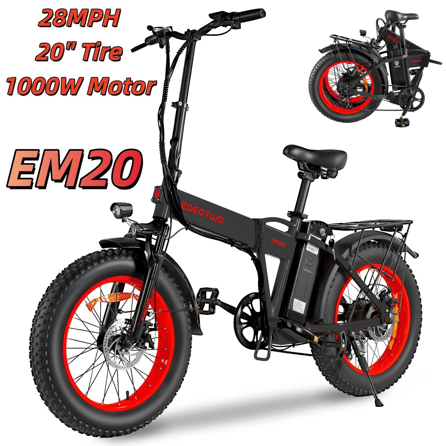 EOEOTWO E01 Electric Fat Tire Ebike 34 MPH For Adults