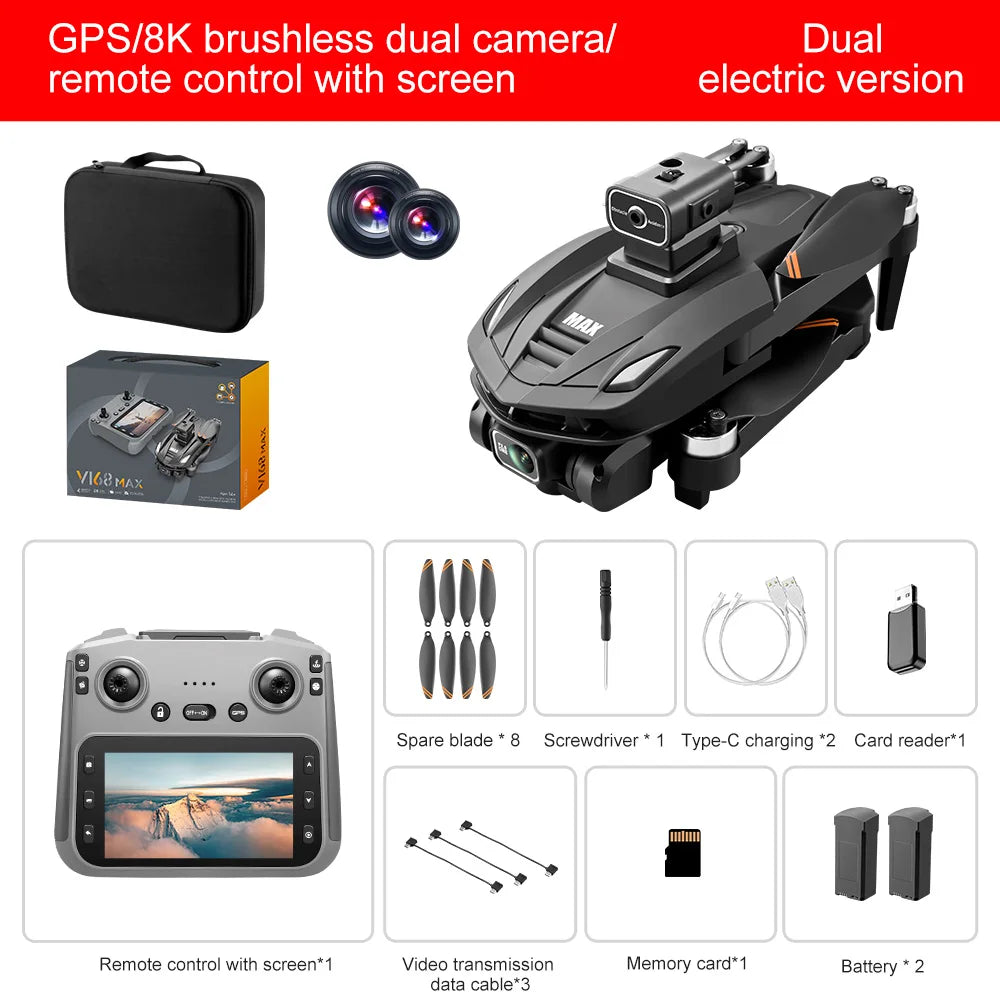 V168 Max Mini Drone With 1080p HD Dual Cameras And 5G WiFi FPV Remote Control