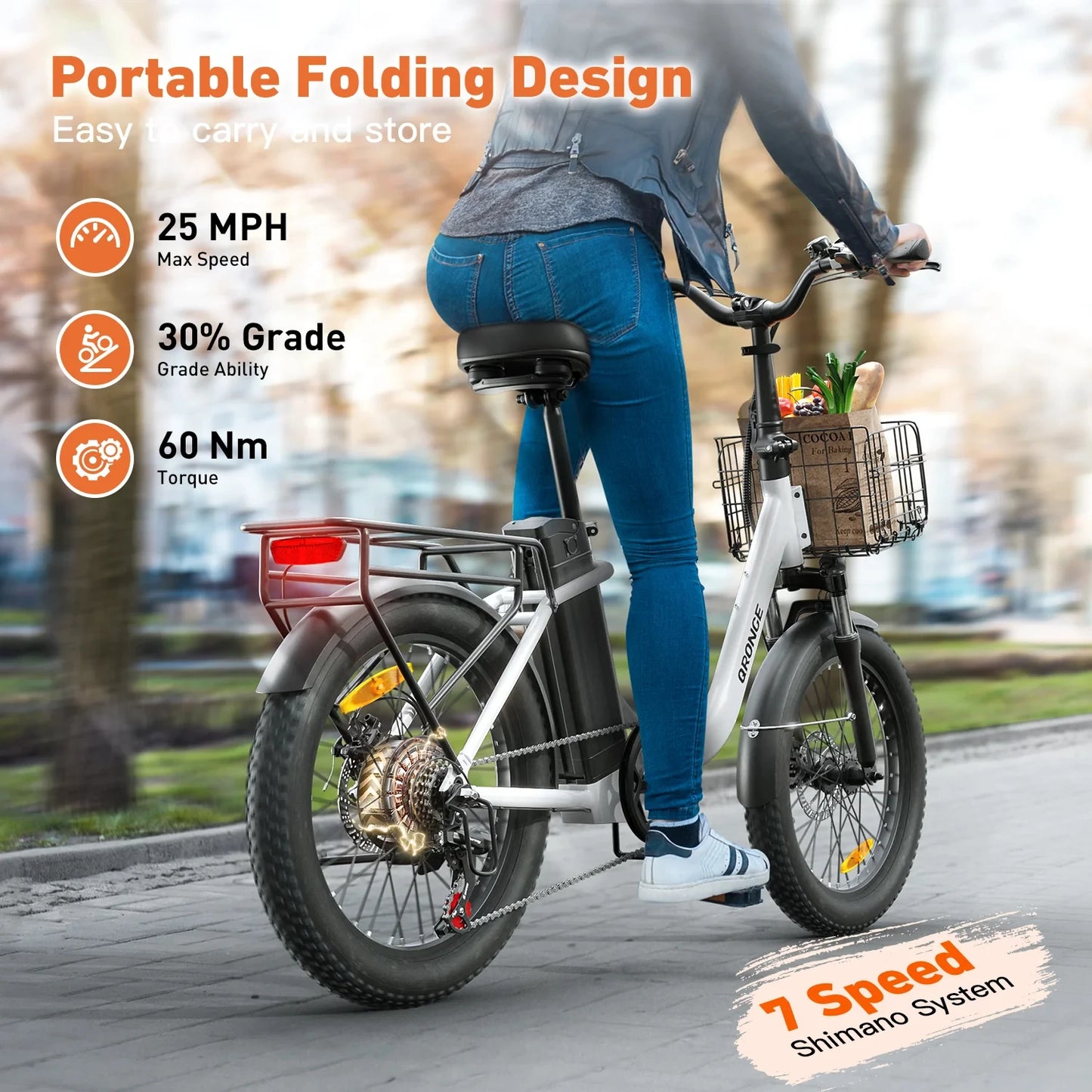 Qronge Mirage Electric Bike Folding 1000W 70 Miles Range