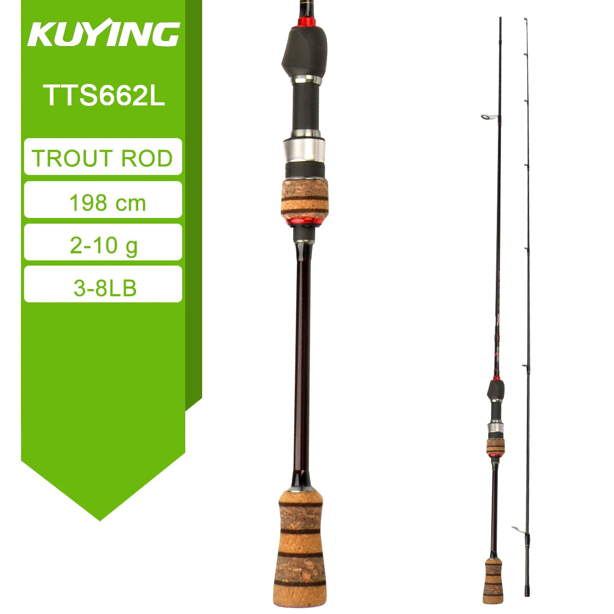 Kuying Fishing Rod Fuji Carbon Spinning Casting 2-10g