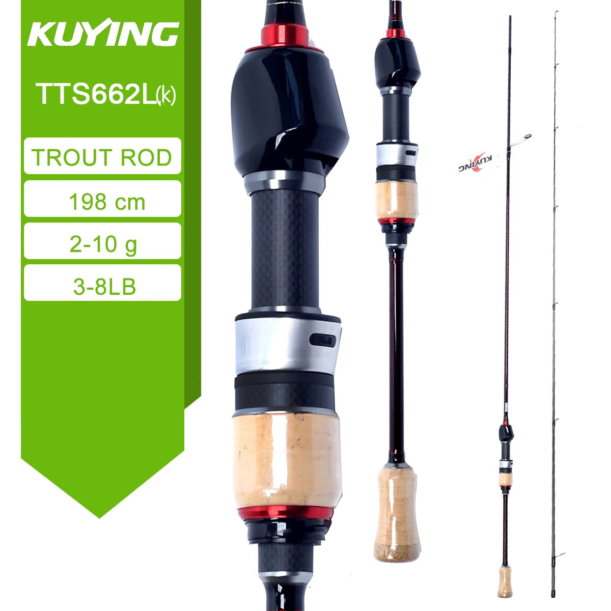 Kuying Fishing Rod Fuji Carbon Spinning Casting 2-10g