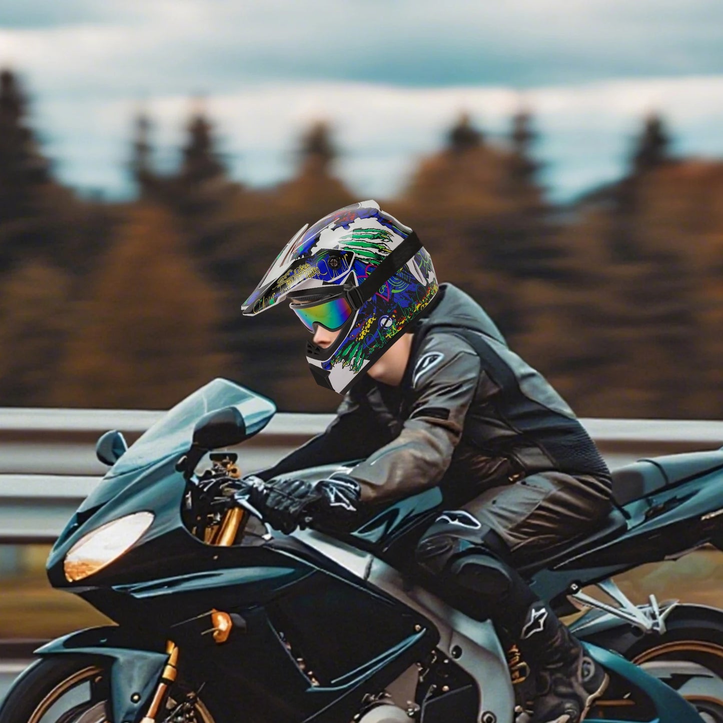 Well Vented Unisex Motocross Helmet DOT Certified For Off Road Riding