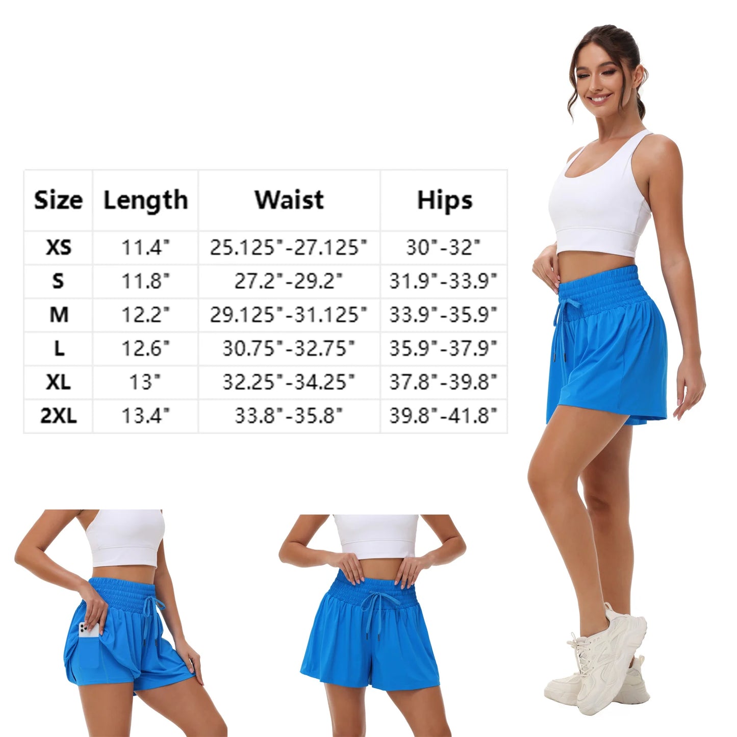 Women's 2-in-1 High Waist Running Shorts With Elastic Drawstring