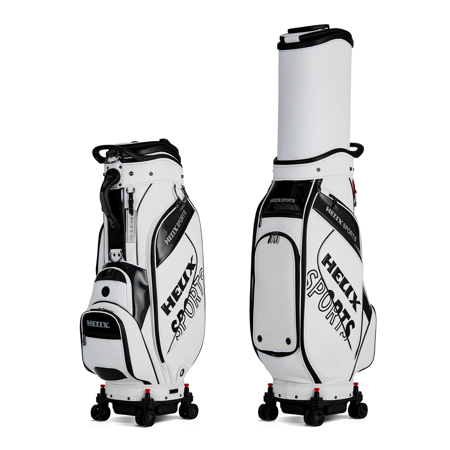 HELIX All-in-One Golf Bag - 4 Wheels with Locking System, Retractable Hard Top for Club Protection During Airline Travel