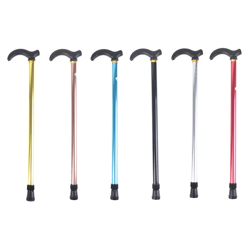 1PC 75-90cm Aluminum Alloy Adjustable Walking Stick 2 Section Stable Anti-Skid Crutch Old Man Hiking Cane Height