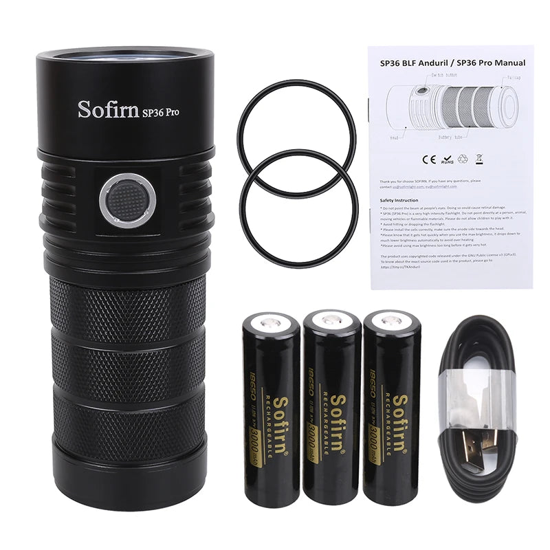 Sofirn SP36 Pro 8000 Lumen LED Flashlight USB C Rechargeable