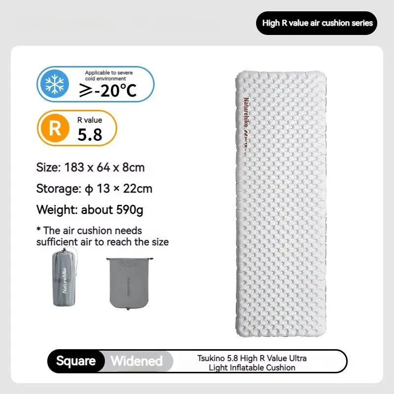 Naturehike R-value5.8 Inflatable Sleeping Mattress Ultralight Portable Folding Warm Cushion Hiking Outdoor Camping Mat Bed Pad