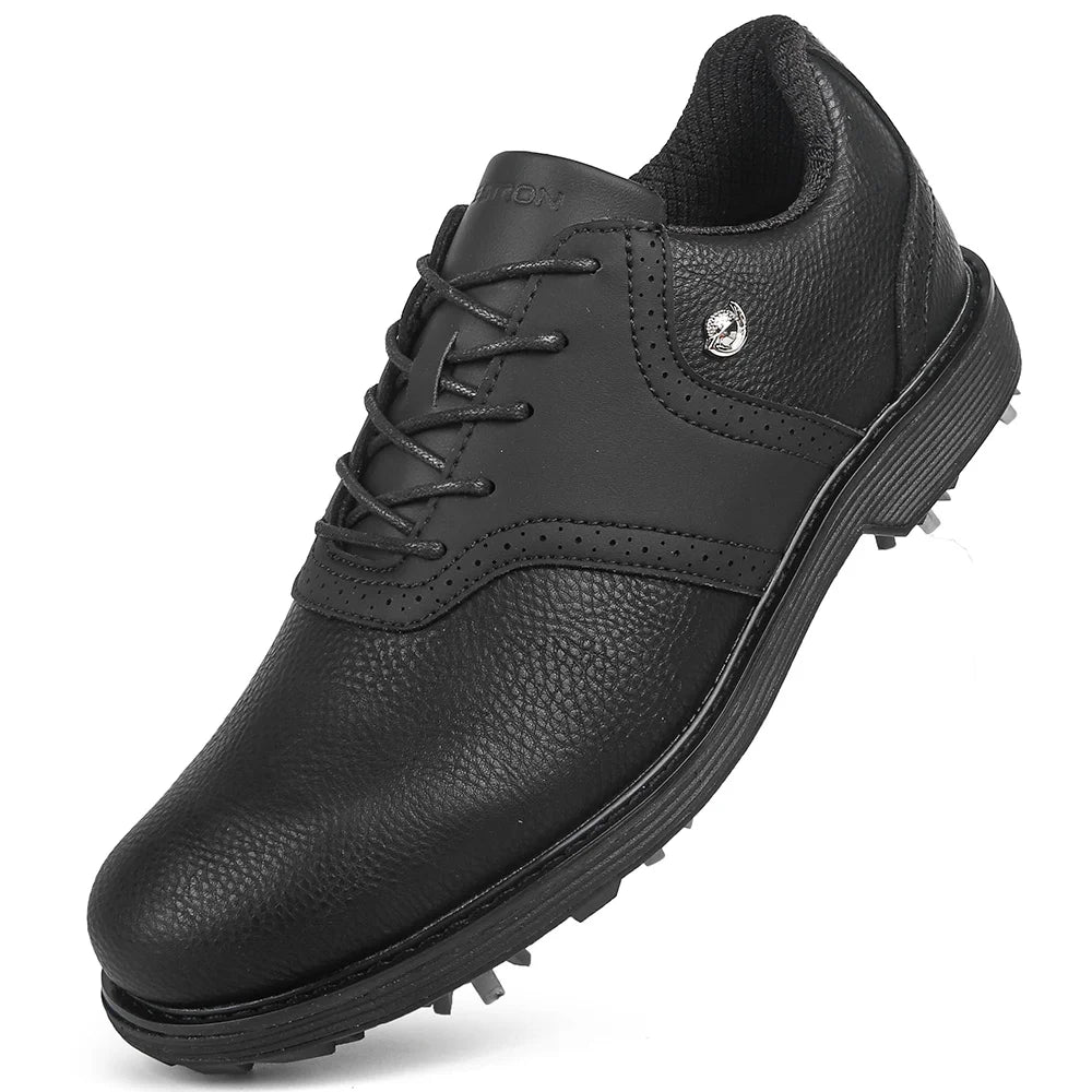 Lenox Men Golf Shoes Spikes Leather Rubber Outsole Performance Footwear