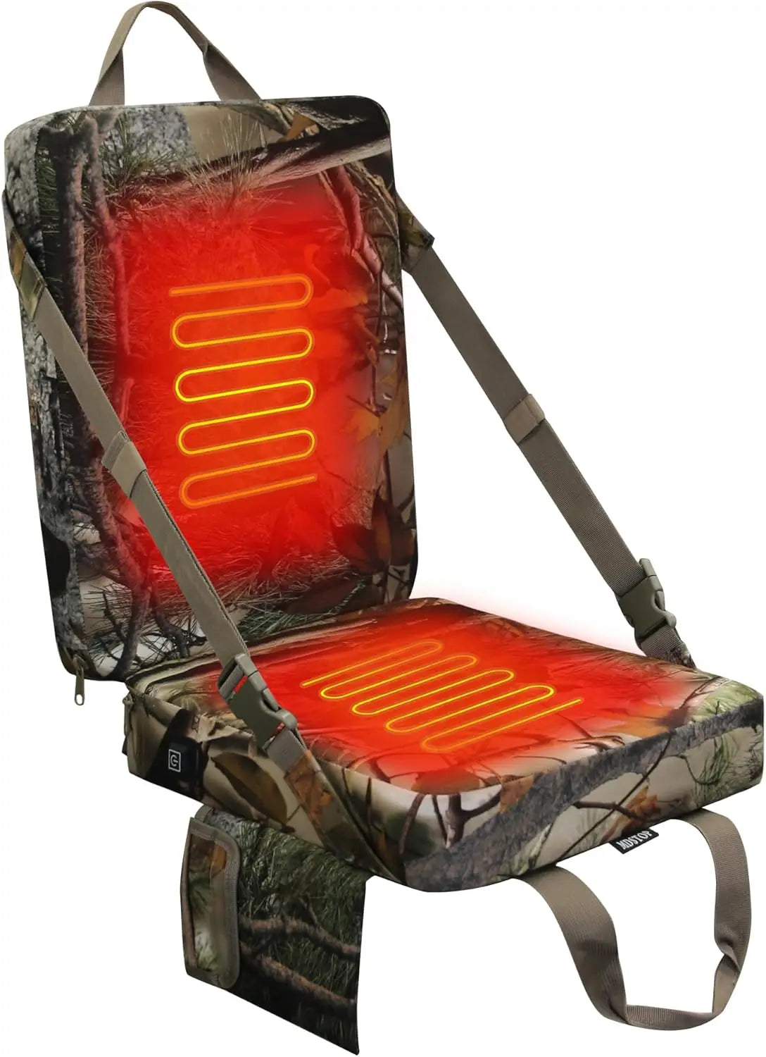 Heated Hunting Seat Cushion with Backrest, Adjustable Tree Stand Seat, Portable for Hunting, Ice Fishing, Camping (Battery Not I
