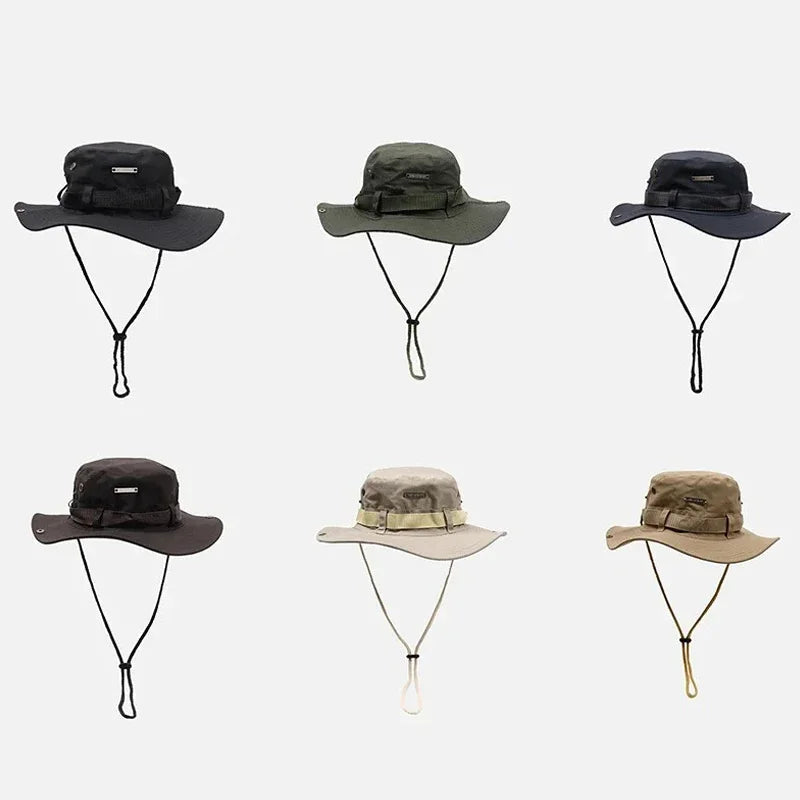 Men's Summer Fisherman Bucket Hat Outdoor Sunshade Panama Style