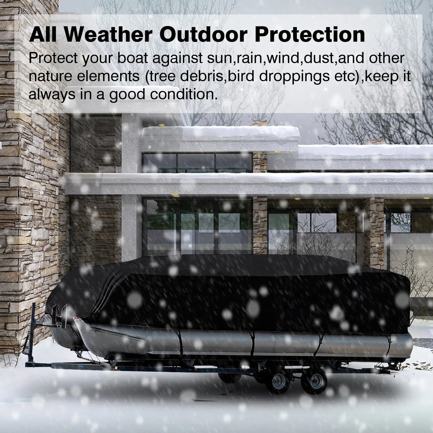 17-24ft For Universals Heavy Boat Covers 210D Waterproof Dustproof Trailerable Pontoon Boat Cover Coat Protect Rain UV  PET