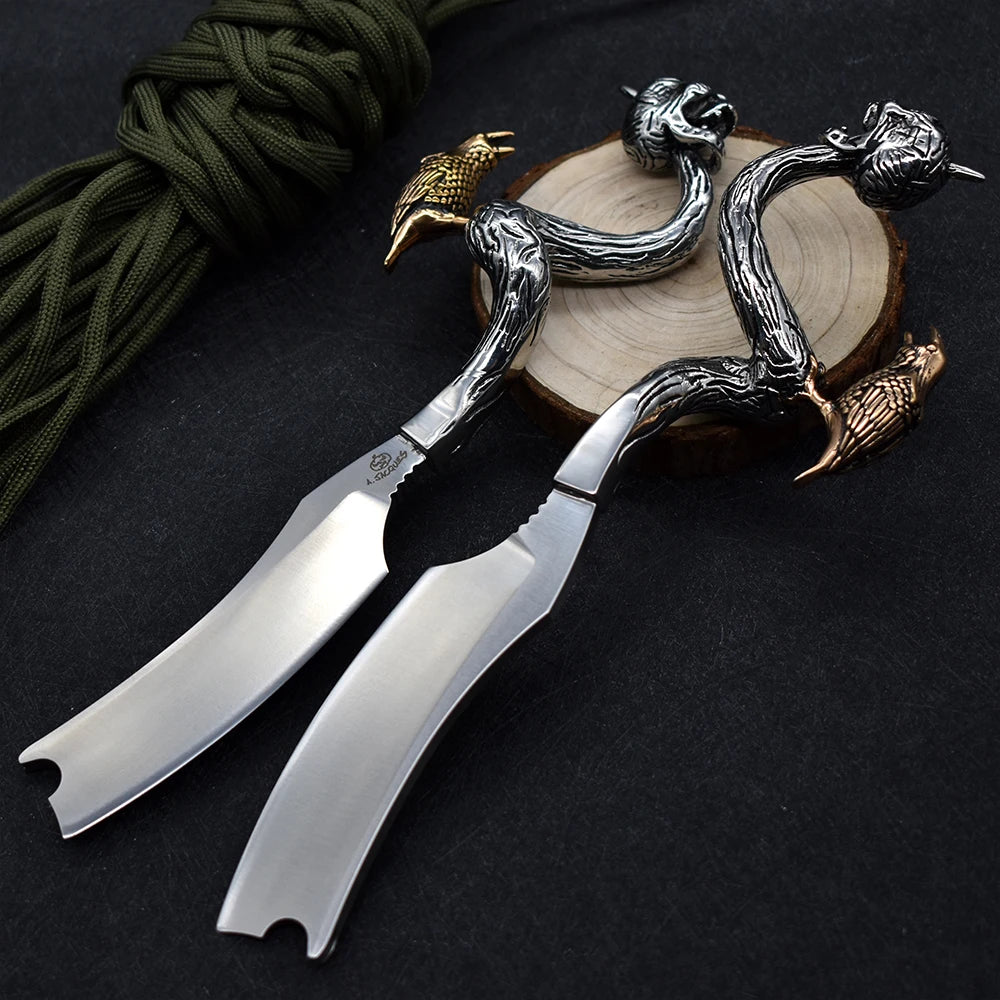 BlackDragonDIY Razor D2 Handmade Survival Knife With 316 Stainless Handle