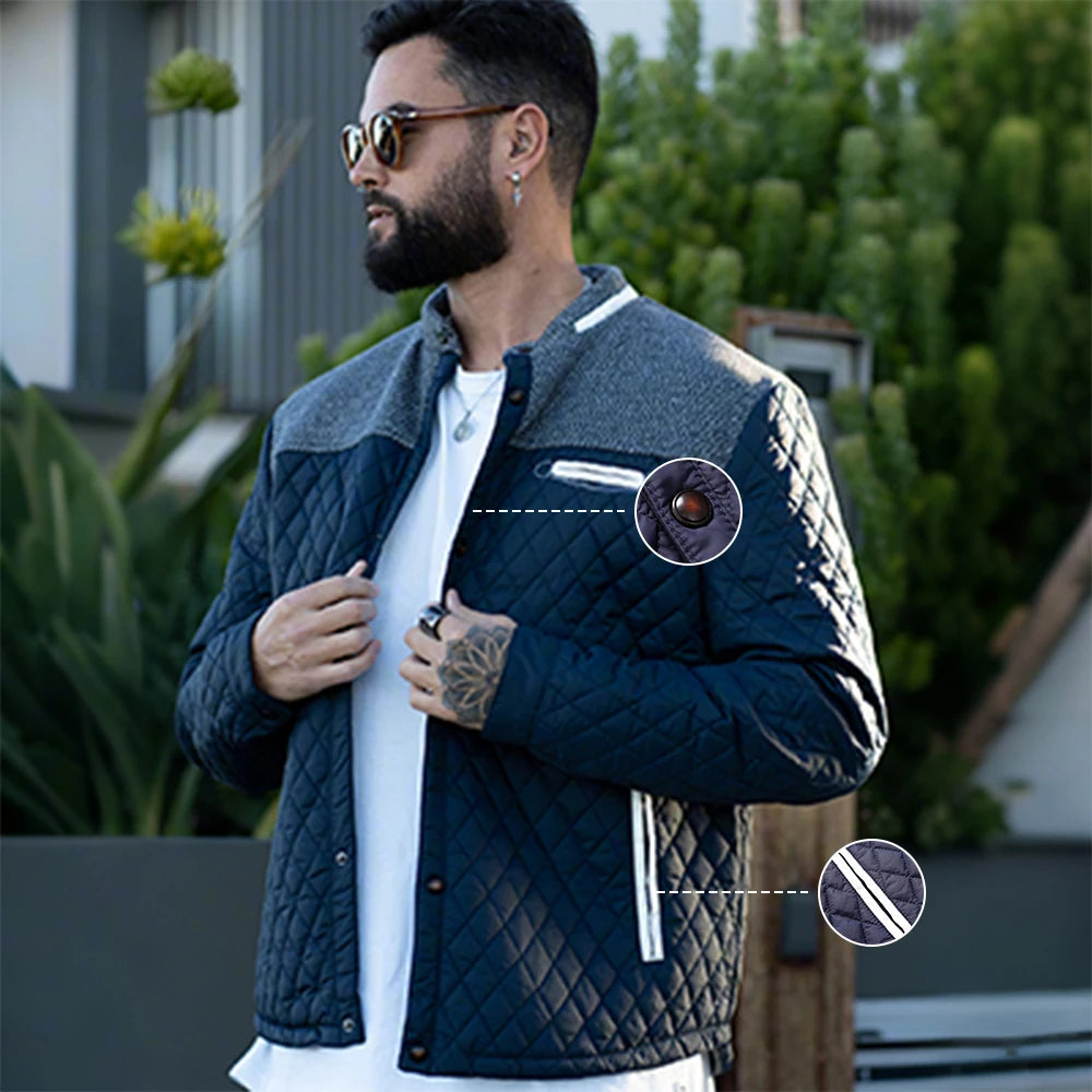 Mens Winter Bomber Quilted Jacket Waterproof Lightweight Business Casual