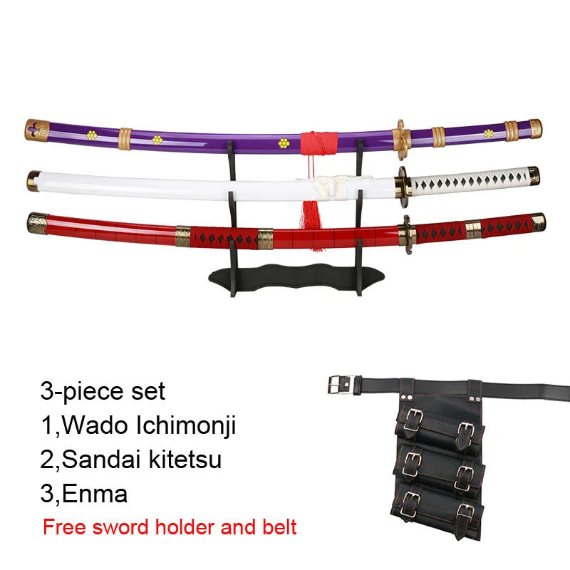 Roronoa Zoro Katana 104cm/41inCharacter Cosplay Sword with Sowrd Holder and Belt Trafalgar Law Red Sandai kitetsu Yubashiri