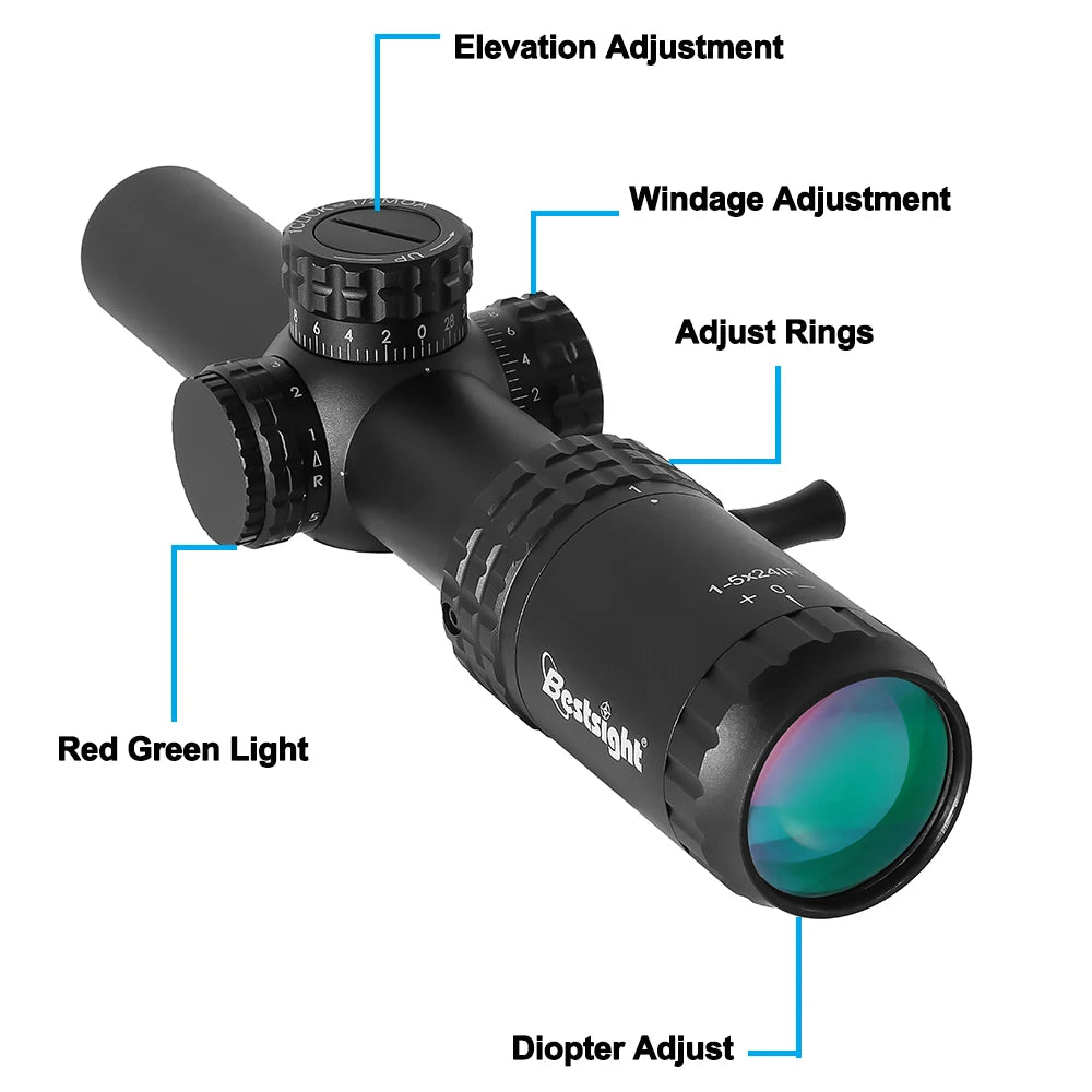 Bestsight 1to5x24 Tactical Rifle Scope With Illuminated Reticle AR15