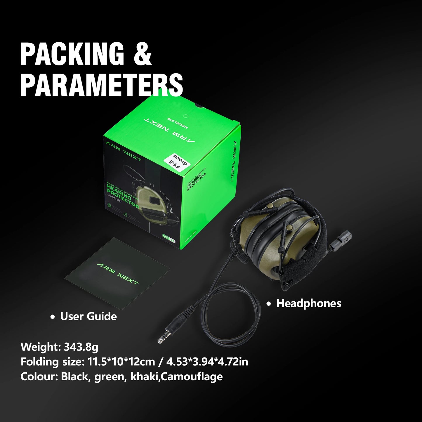 ARM NEXT F10 Tactical Electronic Shooting Earmuffs For Hearing Protection