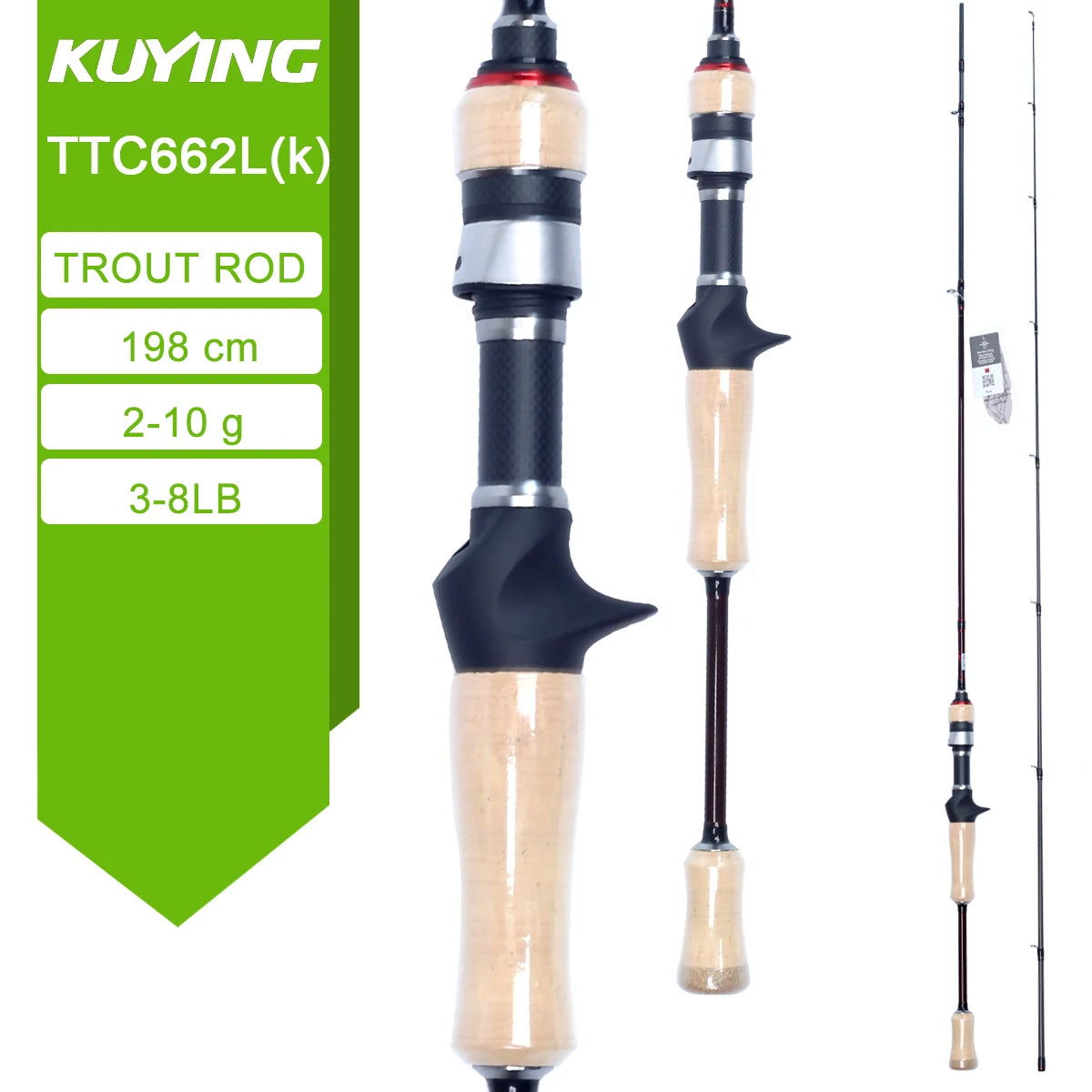 Kuying Fishing Rod Fuji Carbon Spinning Casting 2-10g