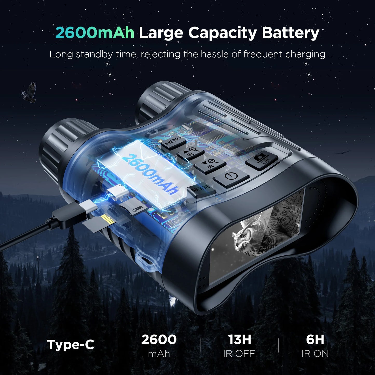 DIYIMI Night Vision Binoculars 8x Digital Zoom IR Video Recording