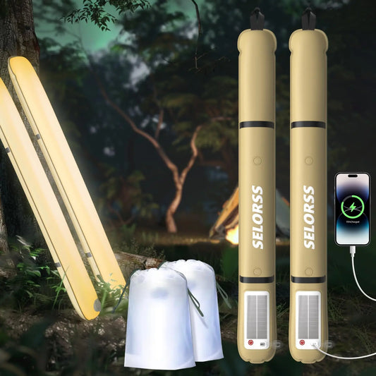 SELORSS Solar Camping Lantern 2000mAh Folding Portable Light USB Type C