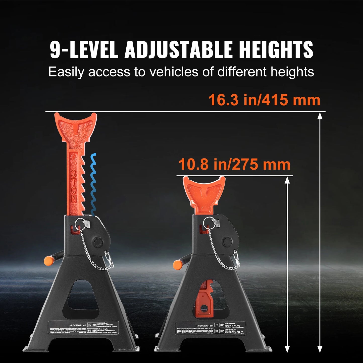 SucceBuy Jack Stands Three to Six Ton Capacity Double Locking
