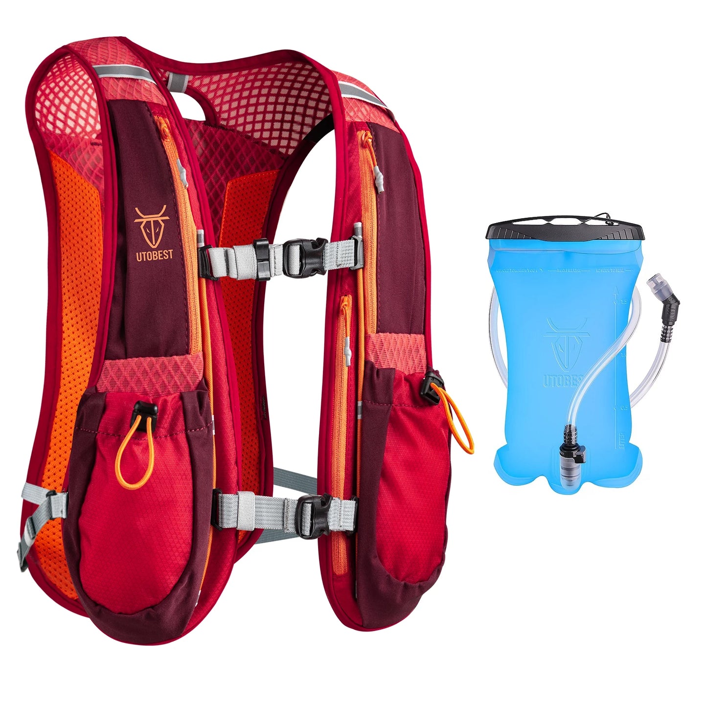 UTOBEST 2-Pack 5L Running Vest with 1.5L Hydration Reservoir Set Ultralight Multi-Pocket Outdoor Vest for Camping and Fishing