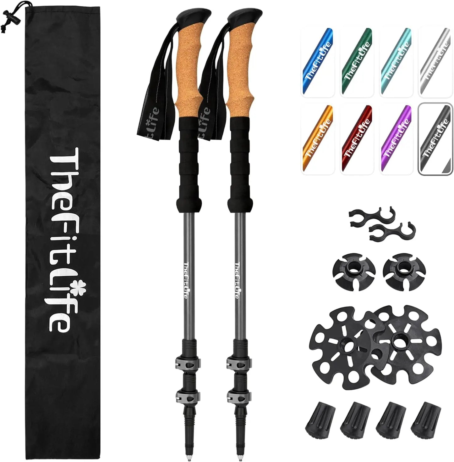 Lightweight Aluminum Trekking Poles With Cork Grips Telescopic