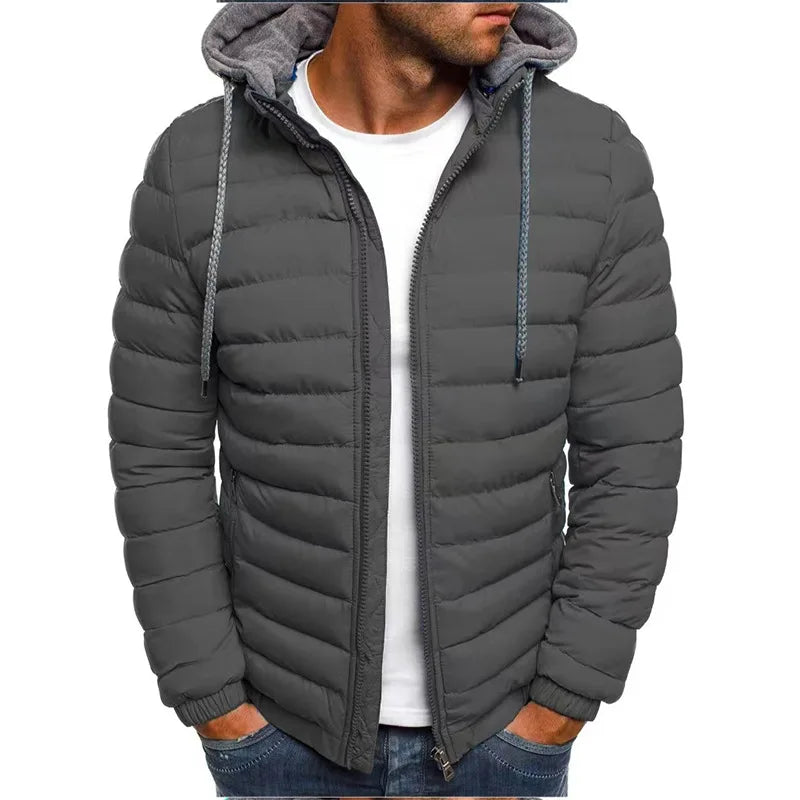 Mens Hooded Zipper Coat Winter Casual Outerwear Jacket