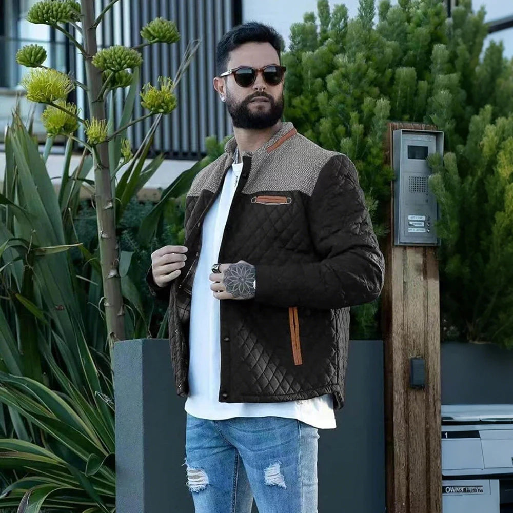 Mens Winter Bomber Quilted Jacket Waterproof Lightweight Business Casual