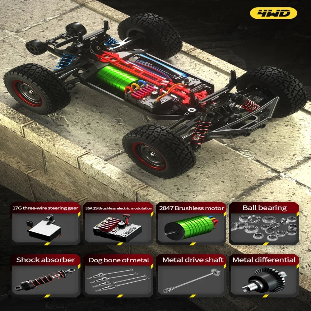 WDSZKMYF JJRC Q130 70 KMH 4WD Brushless RC Car Lights