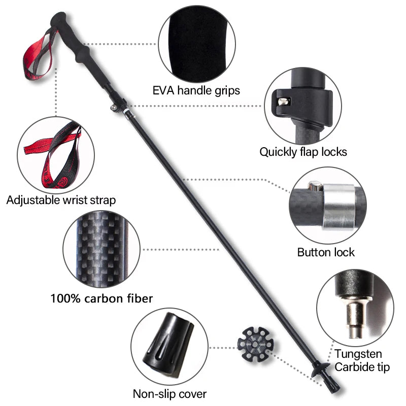 OKHEALING CN Ultralight Carbon Fiber Trekking Poles