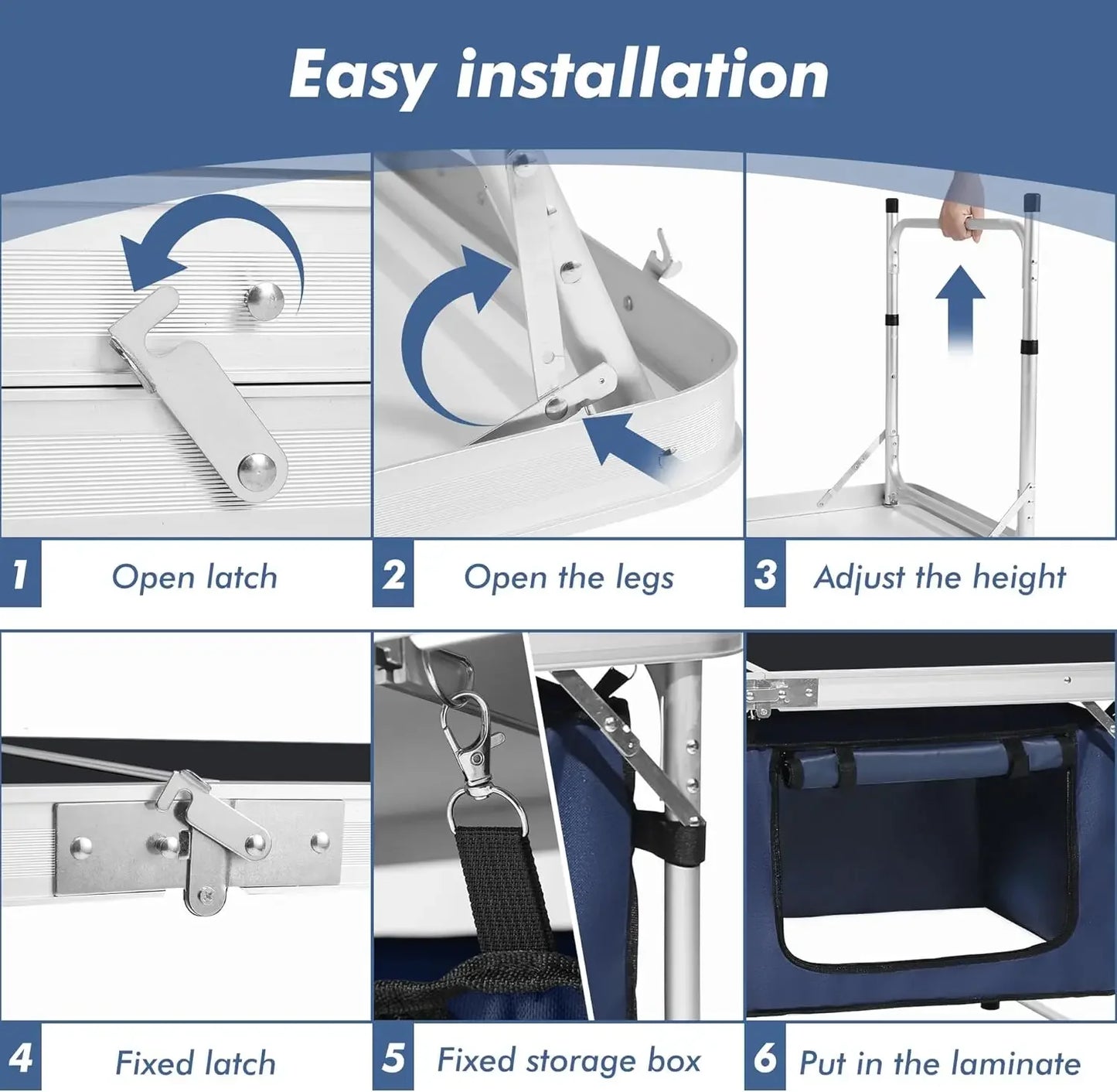 High-Concerned Camping Folding Aluminum Table With Adjustable Legs