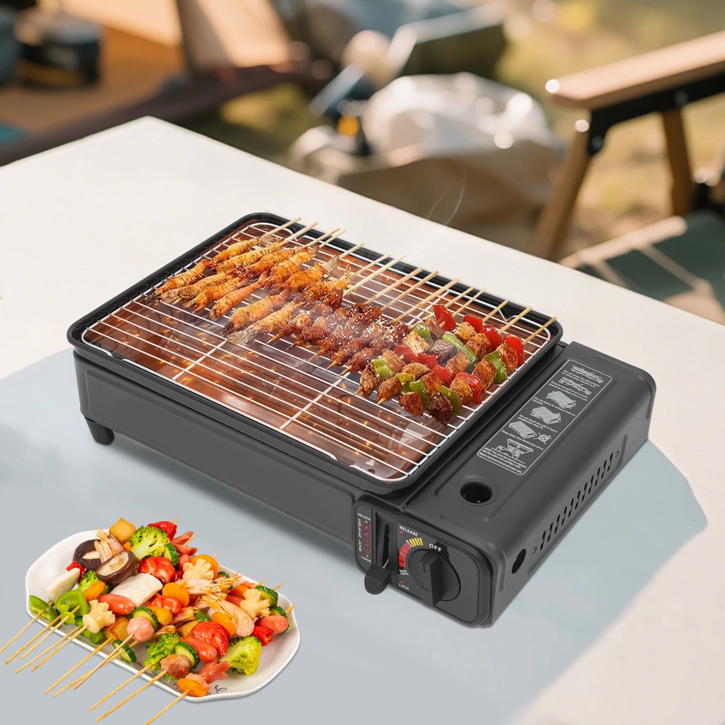 Portable Gas Barbecue Stove With Carrying Case For Camping