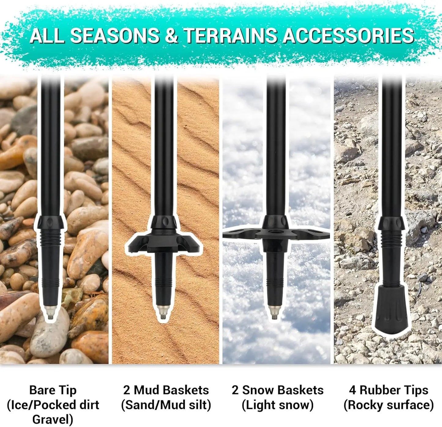 Lightweight Aluminum Trekking Poles With Cork Grips Telescopic