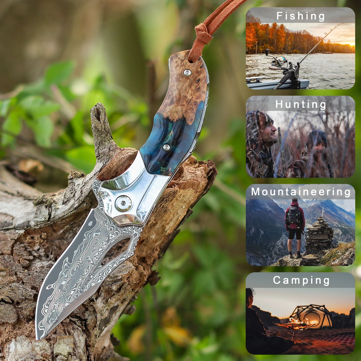 FORESAIL Handmade folding Knife Japan VG 10 Damascus Steel Pocket Knife Field Survival Outdoor Camping Fishing EDC Tool Knife