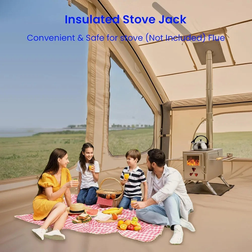 Inflatable Tents for Camping, Super Easy to Blow Up Tent with Hand Pump, Waterproof Oxford Cloth & Stove Jack, Spacious Air