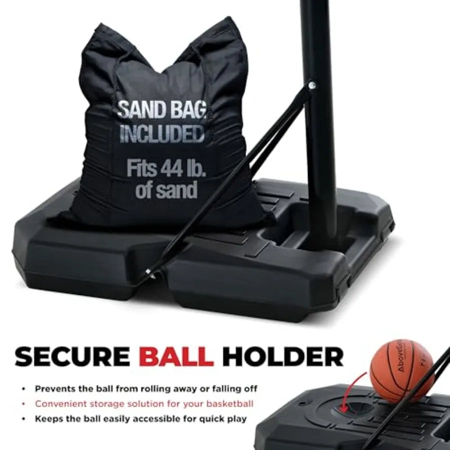Portable Basketball Hoop 10 ft Adjustable - 44in Shatterproof Backboard - Basketball Goal System 8-10 ft Adjustable Basketball