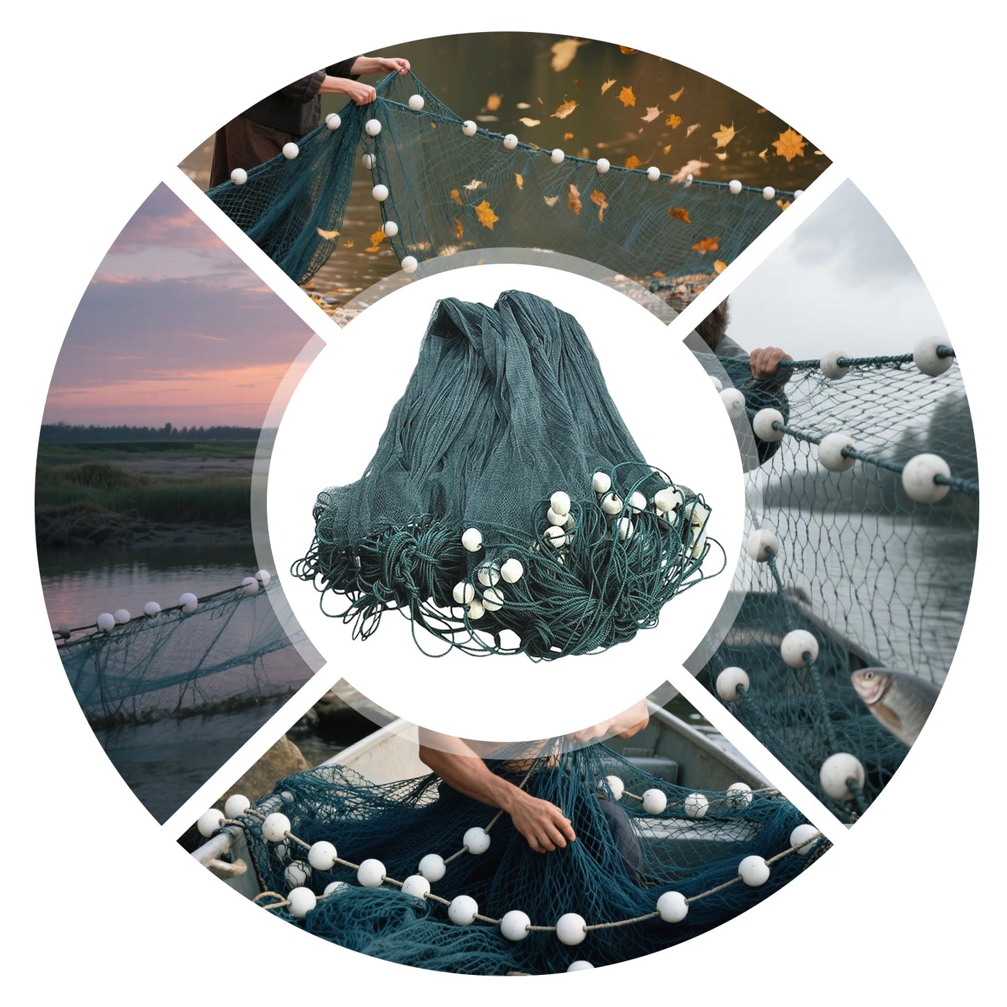 33x6.5ft Fish Net Handmade Fishing Drag Net with High Density Mesh and Iron Pendant Seine Bait Fish Mesh Netting for Fishing