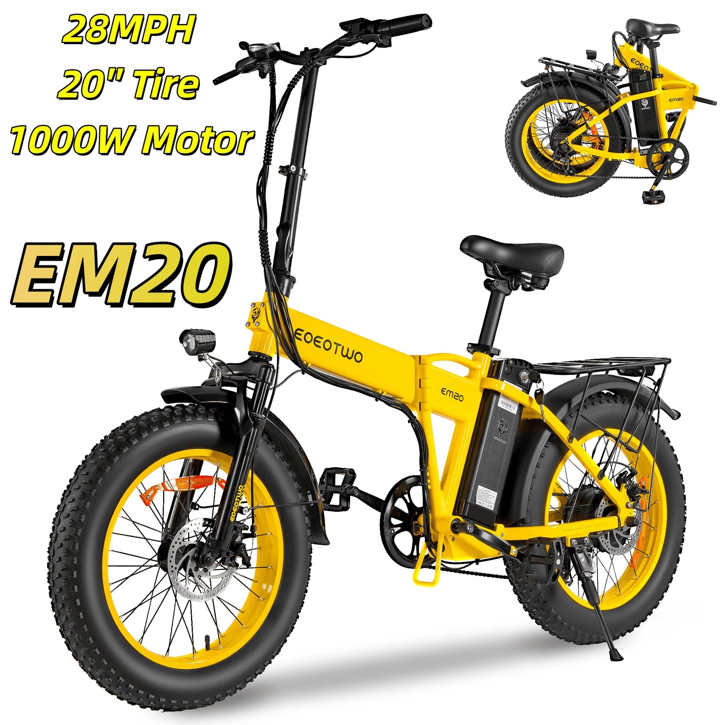 EOEOTWO E01 Electric Fat Tire Ebike 34 MPH For Adults