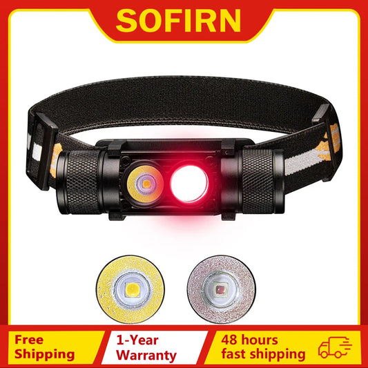 H25LR LED 90 High CRI Rechargeable Headlamp Powerful Lightweight Head Flashlight with Bright White Light  660nm Deep Red Torch