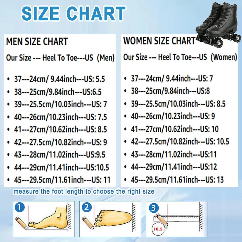 YYW PU Leather Roller Skates Women Elastic Band Closure