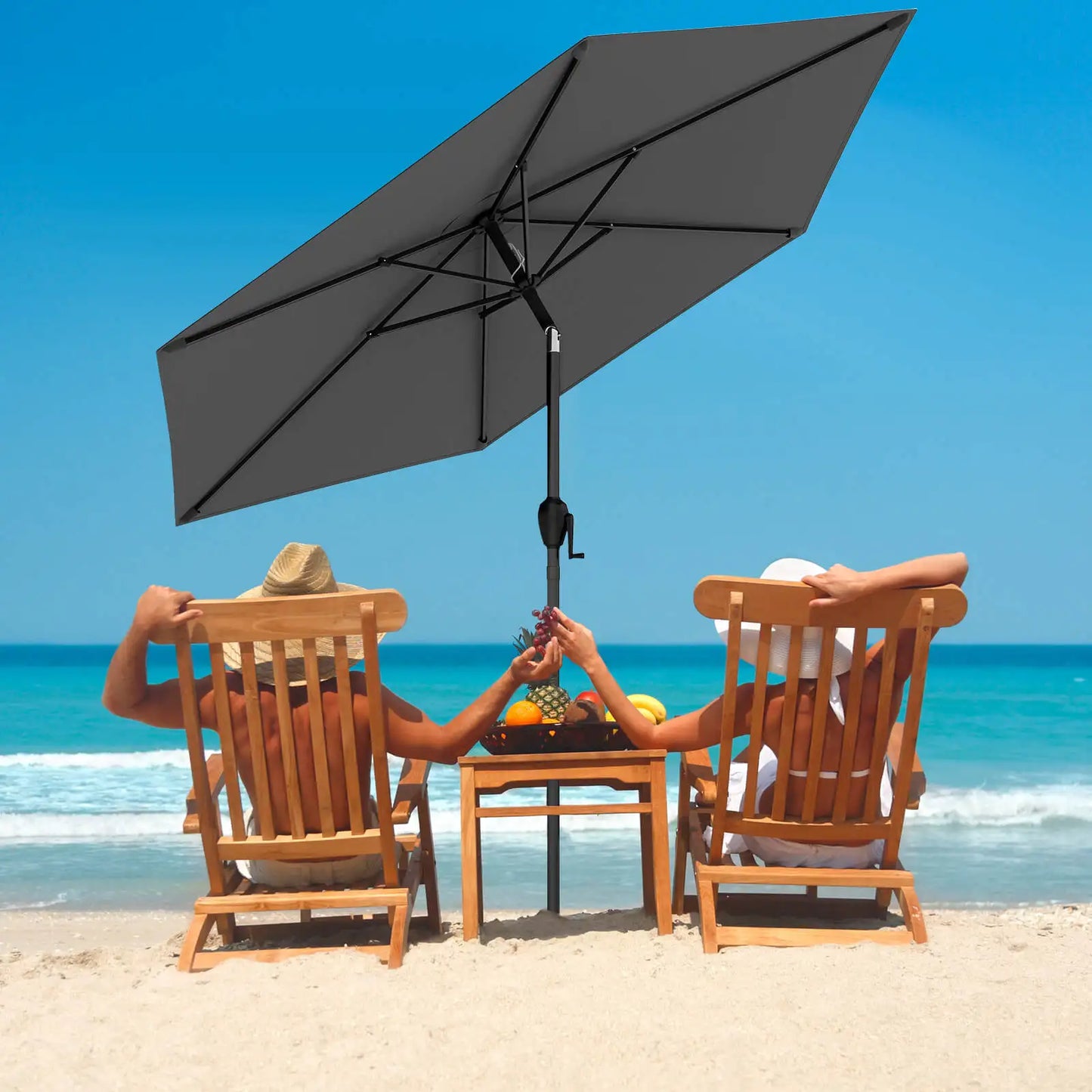7. 5 ft Patio Umbrella Outdoor Heavy Duty Market Umbrella w/ Push Button Tilt