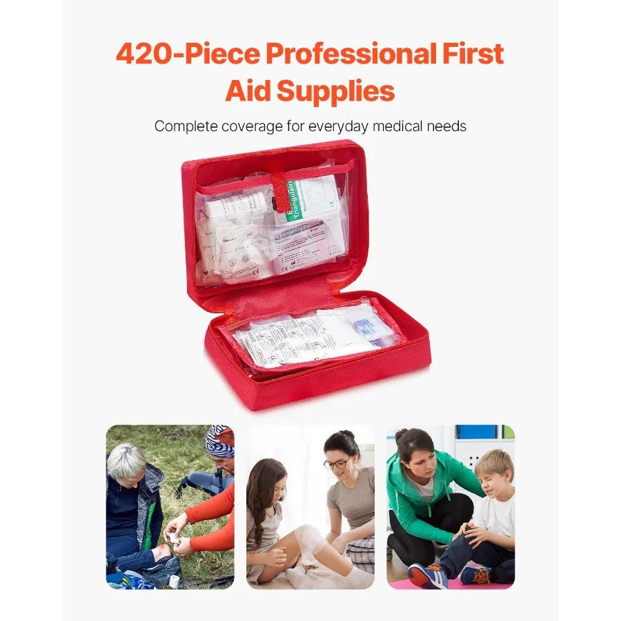 First Aid Kit 420-Piece Medical Supplies for Home and Car