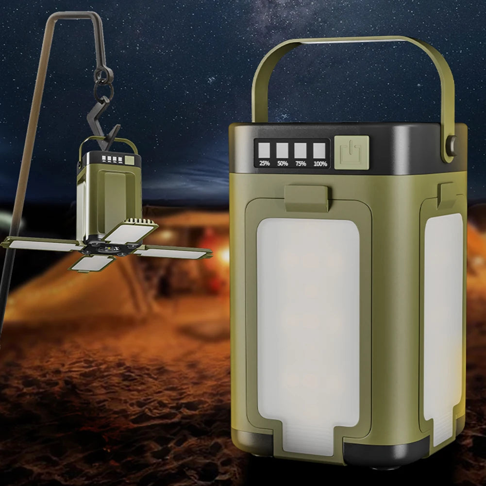 Electric Foldable Camping Light Power Bank Lantern Solar Rechargeable