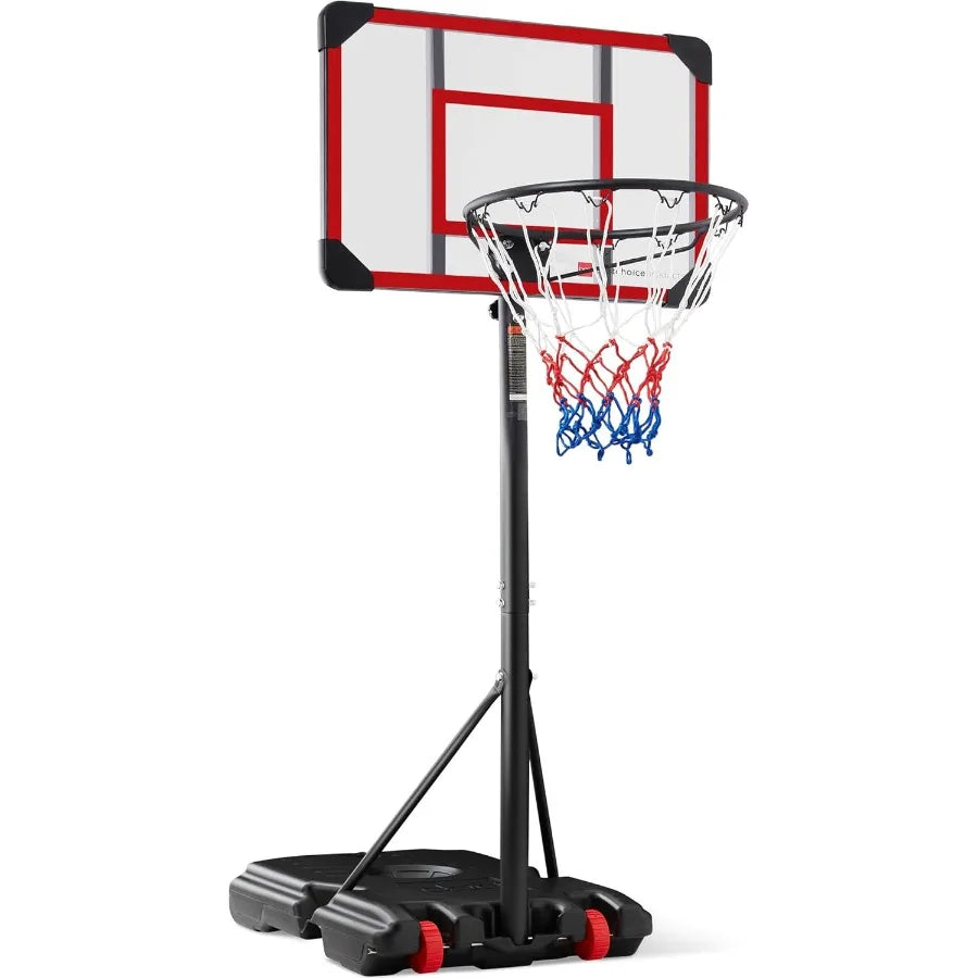 Height-Adjustable Basketball Hoop System Portable Game w/Wheels Fillable Base 70.5in to 82.3in Height