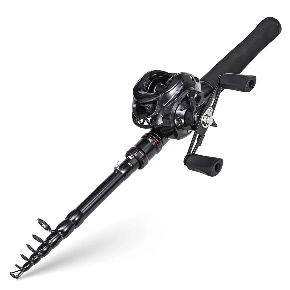 Telescopic carbon fishing rod, high-strength fishing line, reel seat, rotating rod, straight handle, gun handle fishing rod