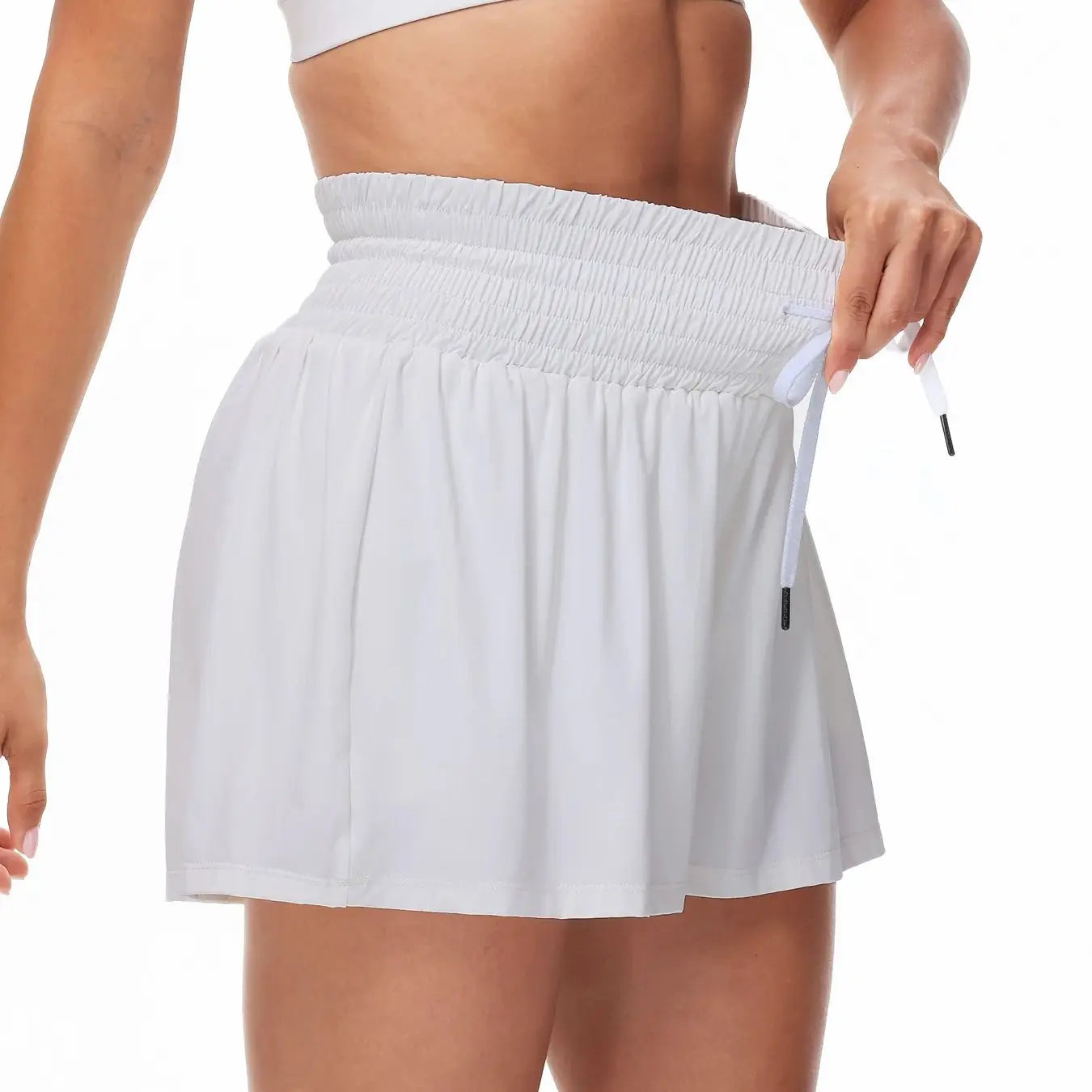 Women's 2-in-1 High Waist Running Shorts With Elastic Drawstring